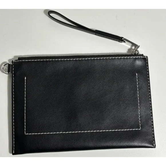 Proenza Schouler White Label Sullivan Slim Zip Pouch Wallet Card Black Leather - Picture 6 of 8